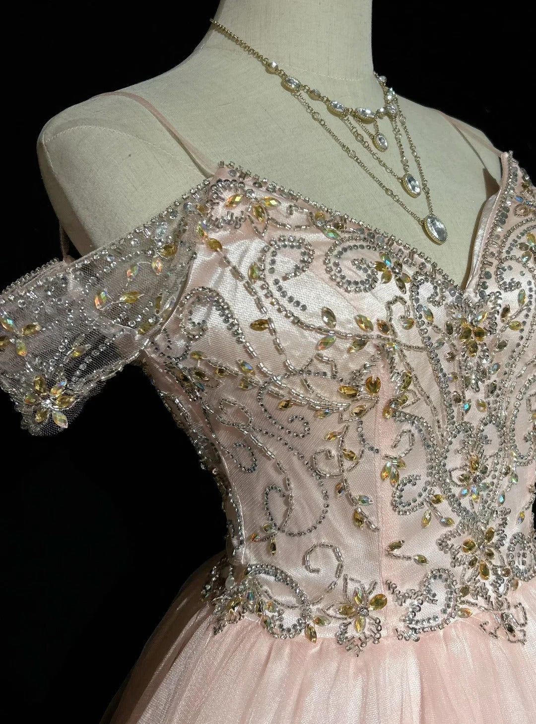 Robe de Bal Princesse à Bretelles Fines en Tulle Rose Poudré, Robes Courtes de Rentrée Hoco N3058