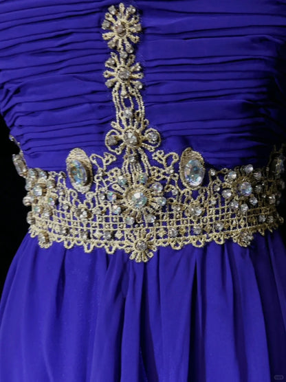 Modest Prom Dresses A Line Purple Jewel Neck With Ruffled Beads Lace Long Formal Outfits N3700