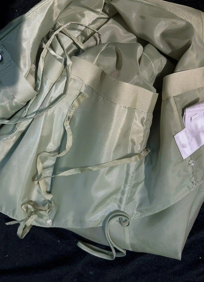 Jolies Robes Courtes Vert Sauge en Satin à Bretelles Fines pour le Bal N2605