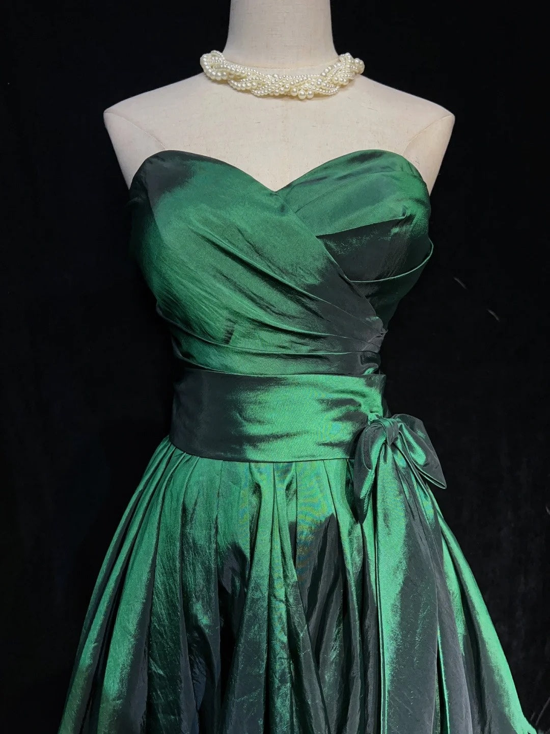 Belles robes de bal bustier vert émeraude, idées pour femmes, courtes robes d'anniversaire, mini tenues de rentrée N3321
