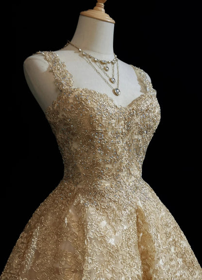 Robe de bal mignonne bustier avec dentelle dorée Idées pour femmes Robes courtes d'anniversaire Mini tenues de rentrée N3341