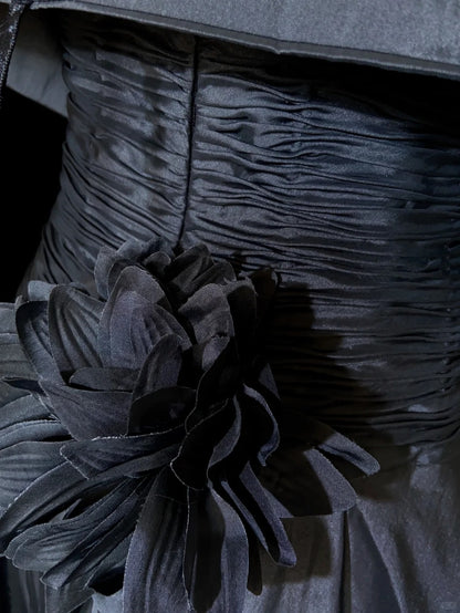 Robes de bal intemporelles en taffetas bleu marine, avec perles et cape, tenues de soirée N3287