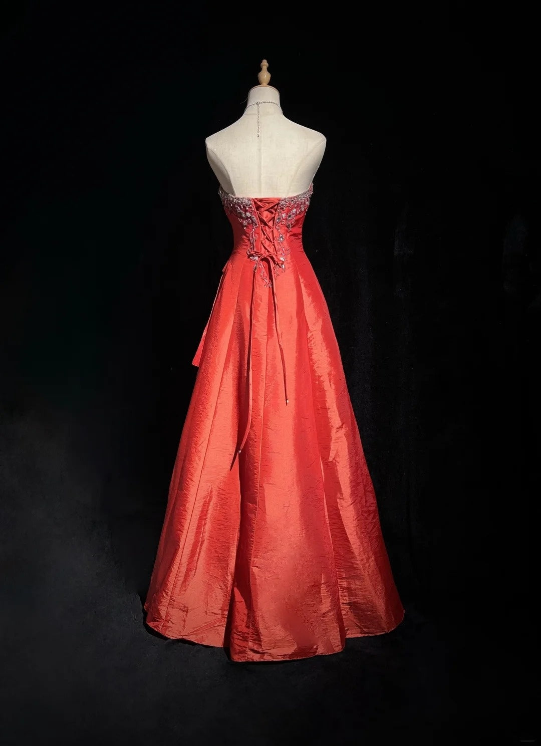 Robes de bal glamour Robe de soirée bustier rouge rouille avec perles Tenues de soirée formelles N3818