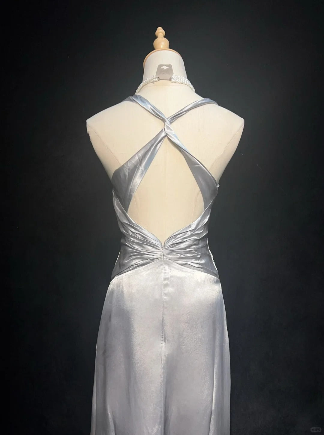 Robes de bal vintage des années 2000, coupe A, dos nu, gris argenté avec volants, longue robe de bal N3028