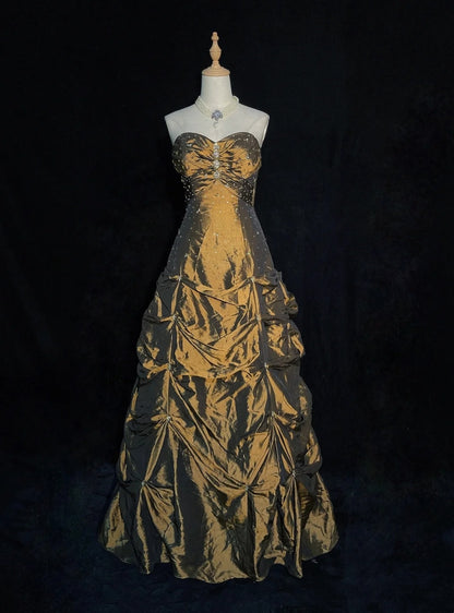 Vintage Prom Dresses Inspo Ball Gown Sweetheart Olive Green With Beading For Women Formal Dress N3261