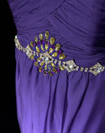 Inspiration robes de bal vintage trapèze licou dégradé raisin en mousseline longues années 90 avec perles robes de soirée N3338