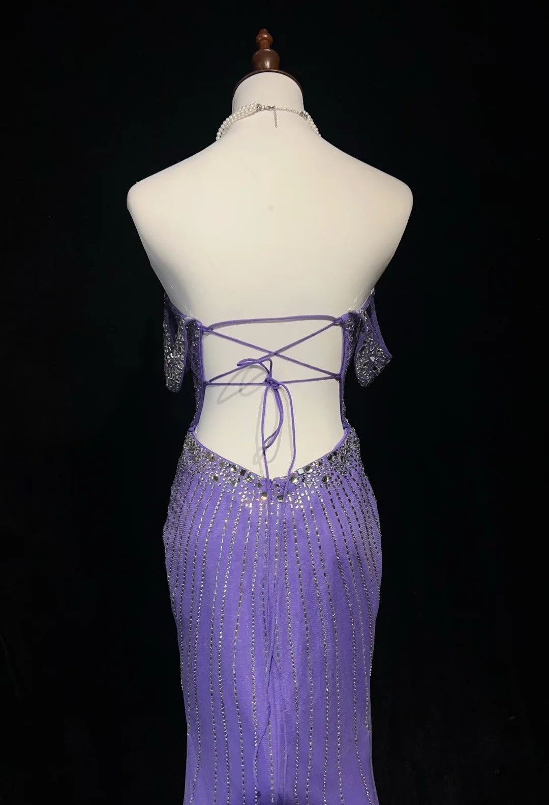 Glitter Prom Dresses Mermaid Sweetheart Lilac Tulle With Beading Backless Long Formal Evening Dress N3888