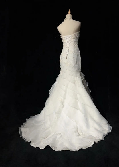 Robes de mariée de conte de fées fantaisie, sirène, bustier, blanc, longues, robes de mariée N2867