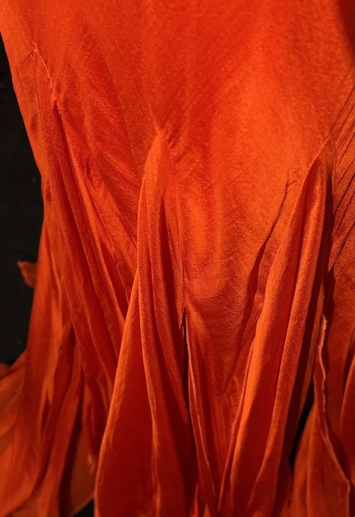 Vintage Prom Dresses Mermaid V Neck Orange Chiffon Backless 90s Long Formal Evening Gown N2646