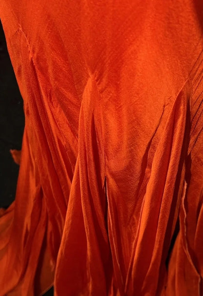 Vintage Prom Dresses Mermaid V Neck Orange Chiffon Backless 90s Long Formal Evening Gown N2646