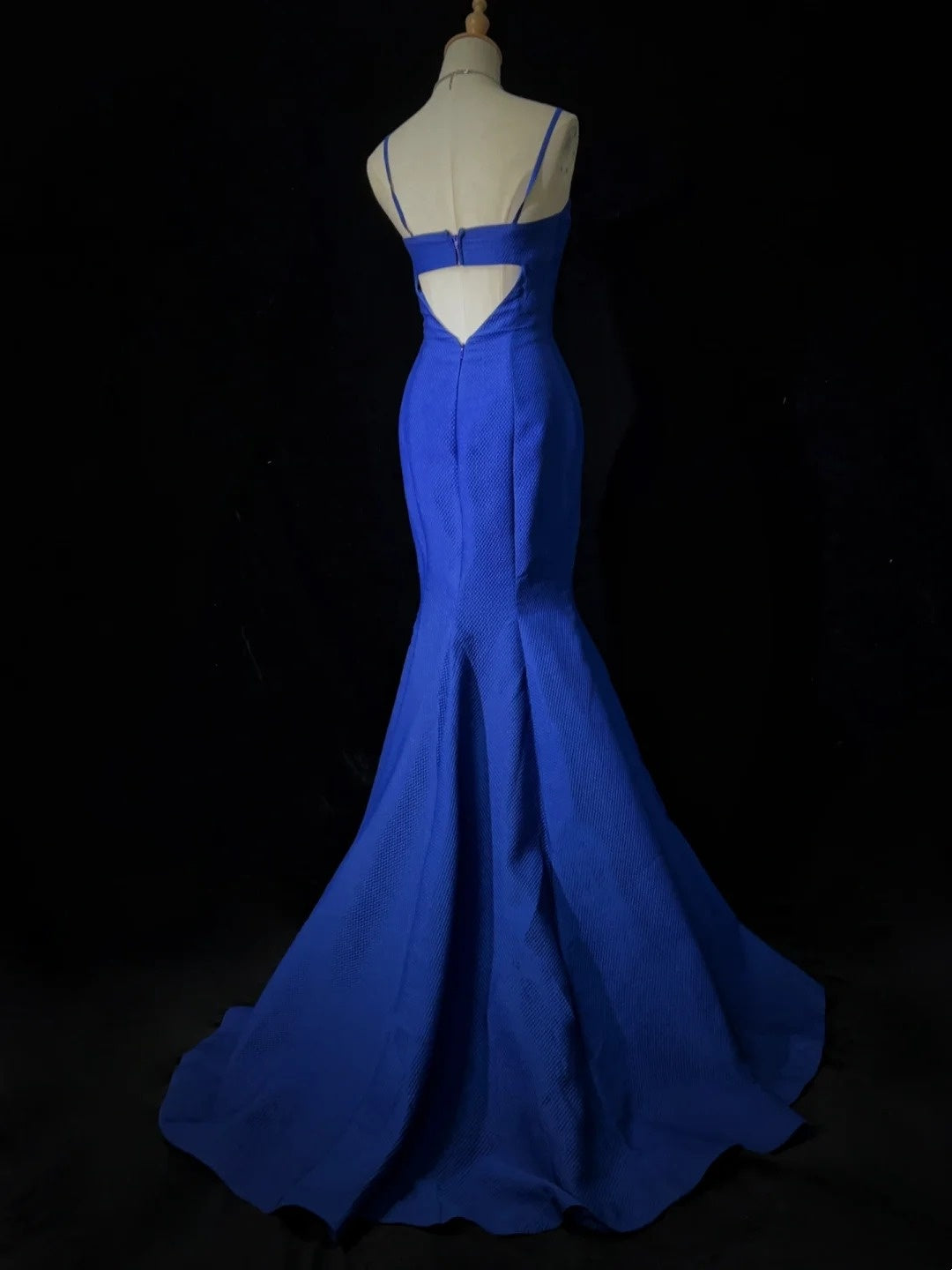 Vintage Abschlussballkleider 80er Meerjungfrau Spaghetti-Träger Königlich Blau Lange Formelle Abendgarderobe N3486
