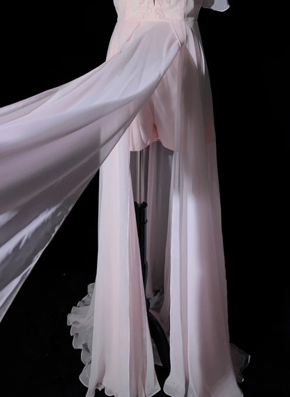Vintage Ballkleider 80er A-Linie Sweetheart Rosa Chiffon mit Perlen Verzierungen Halboffizielle Abendgarderobe N3630
