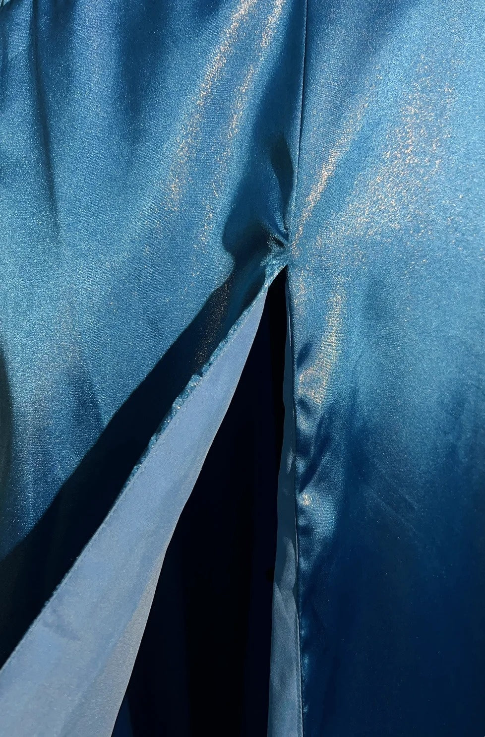 Vintage Abschlussballkleider Meerjungfrau Spaghettiträger Blau Satin 1990er Jahre Langes formelles Abendkleid N2645