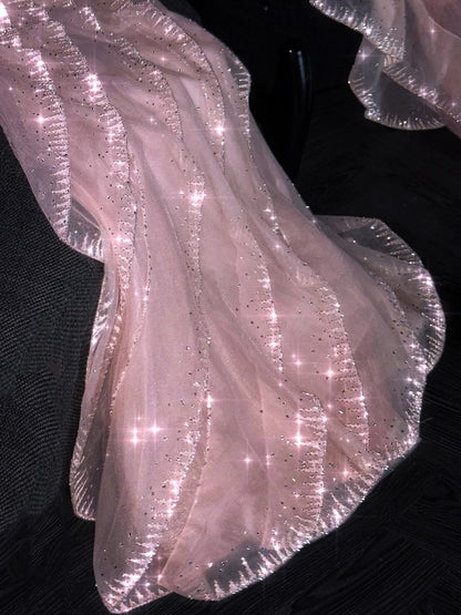 Glitzerndes, schulterfreies, pinkfarbenes Paillettenkleid in A-Linie, langes formelles Abendkleid, formelles Kleid zum 18. Geburtstag, Ballkleid N733