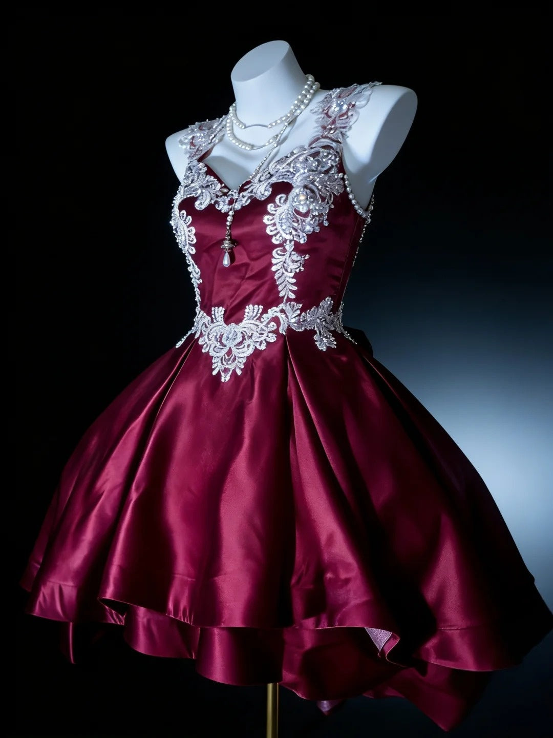 Prinzessin Ballkleid Sweetheart High Low Burgund Kurze Heimkehrkleider Hoco Kleider N3056