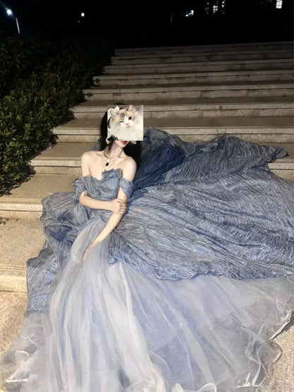 Prinzessin Ballkleid schulterfrei staubblau Quince Kleid lang Sweet 15 16 Quinceanera Kleider Vestido de princesa RB4476