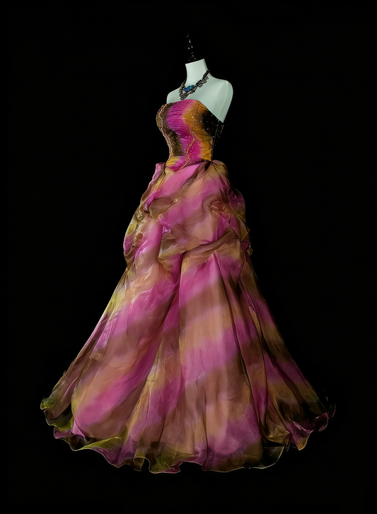 Robe de bal ravissante sans bretelles en tulle, robe de soirée longue et élégante N1419