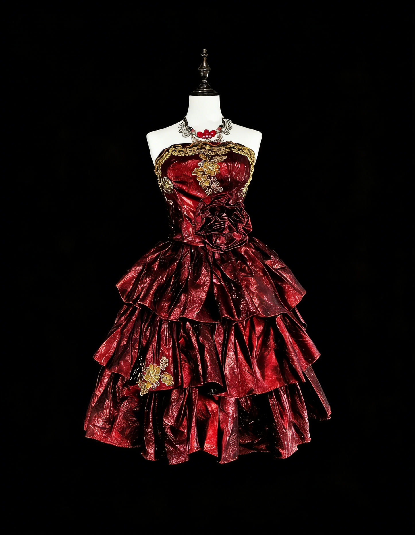 Unique Ball Gown Strapless Burgundy With Gold Appliqued Mini Short Homecoming Dresses Hoco Gowns N3069