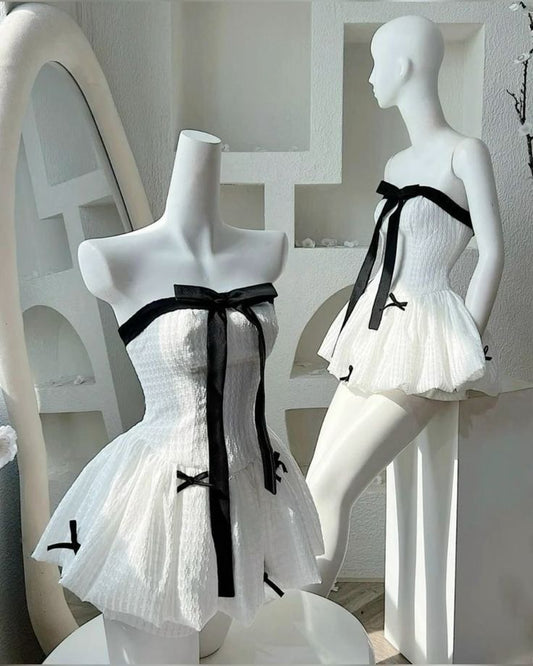 Pretty Ball Gown Strapless Little White Homecoming Dresses Short Party Birthday Outfits RB4175