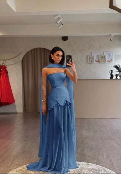 Attractive Yellow Prom Dresses Sheath Evening Gowns With Pearls Satin Formal Party Gowns AB400