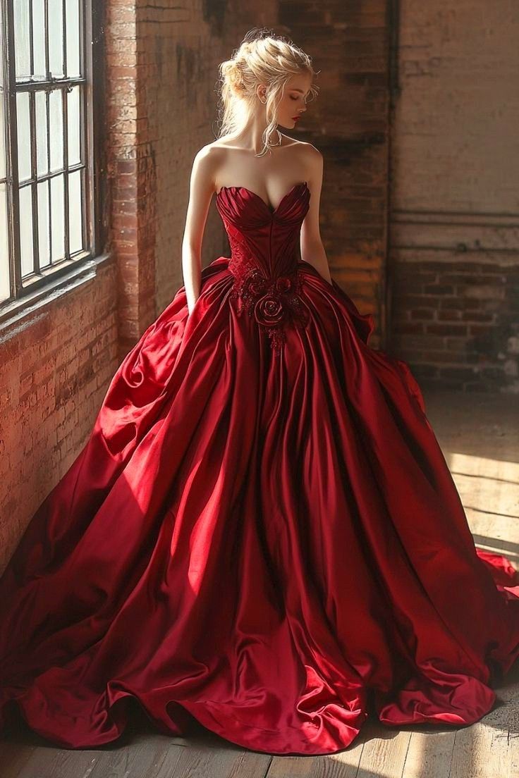 Elegantes rotes Satin-Abendkleid mit Herzausschnitt – Ästhetisches Design für Teenager, festliche Anlässe, Partys, Abschlussballkleider AB1066