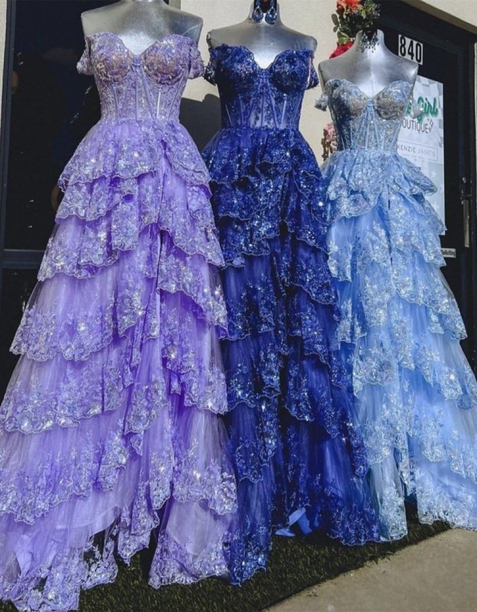Robe de bal scintillante à épaules dénudées et fente en dentelle pour adolescentes, robe de soirée longue à sequins N791