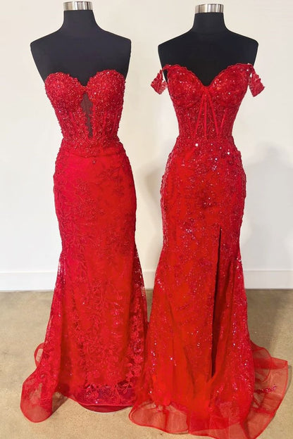 Langes, trompetenförmiges Ballkleid mit Spitzenapplikationen, Herzausschnitt und Schlüssellochausschnitt – Inspiration für formelle Abendkleider N248