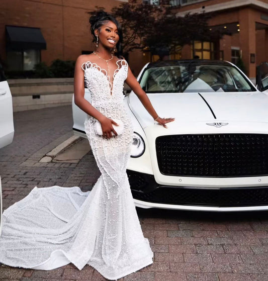 Glitter Sweetheart White Long Party Dress Prom Dresses Sequin Mermaid Bodycon For Black Girls Women N4101