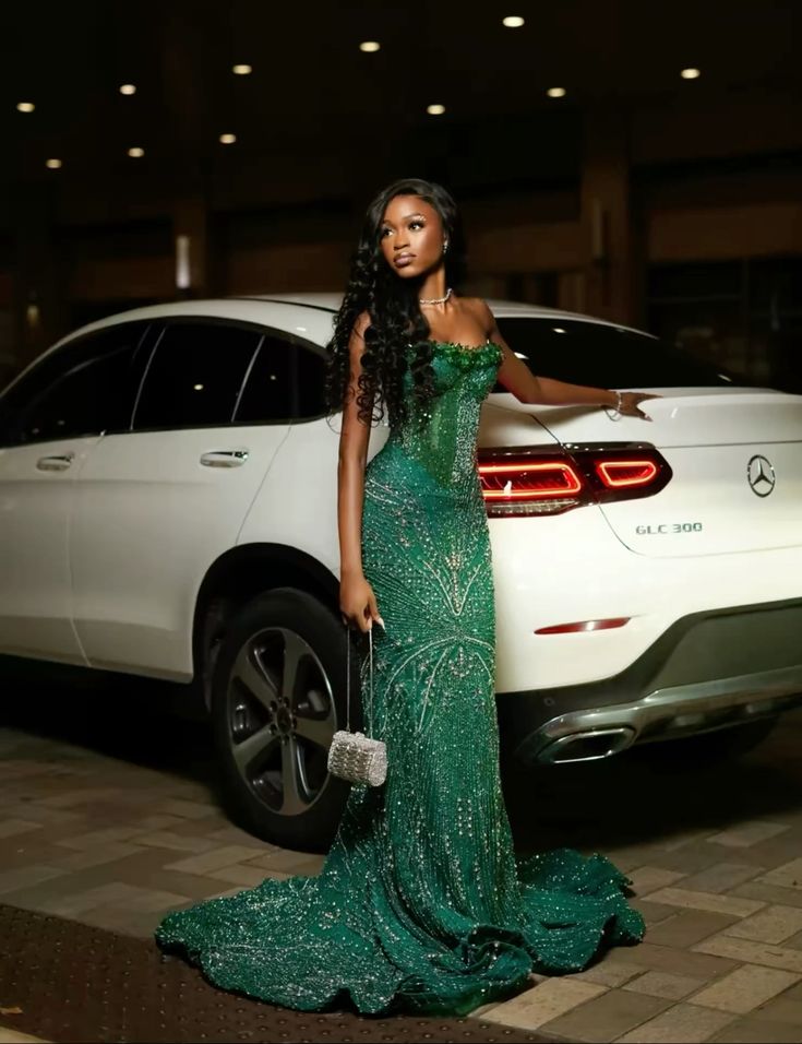 Shinning Mermaid Sweetheart Dark Emerald Green Sequin Split Long Prom Dresses Inspiration Prom Gown RB1305