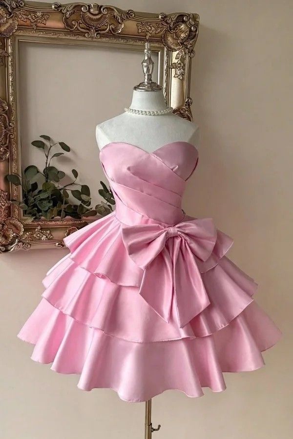 Trägerloses Sweetheart-Ausschnitt Ärmelloses Kurzes Ballkleid Mit Plissierten Blushing Pink Homecoming Kleidern N2117