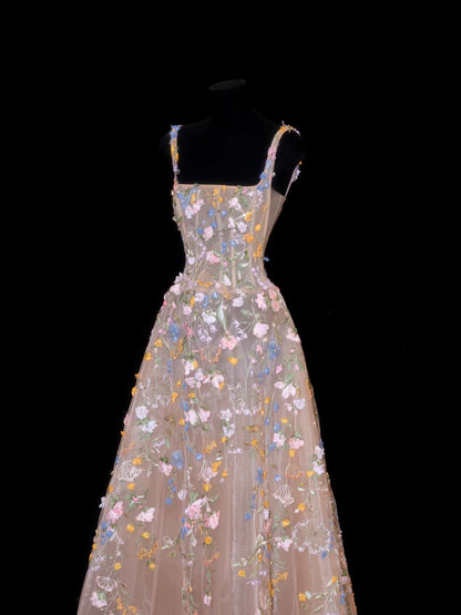 Robe de bal de princesse col carré, en dentelle florale, pour 18e anniversaire, sans manches, robe de soirée de bal formelle RB3255