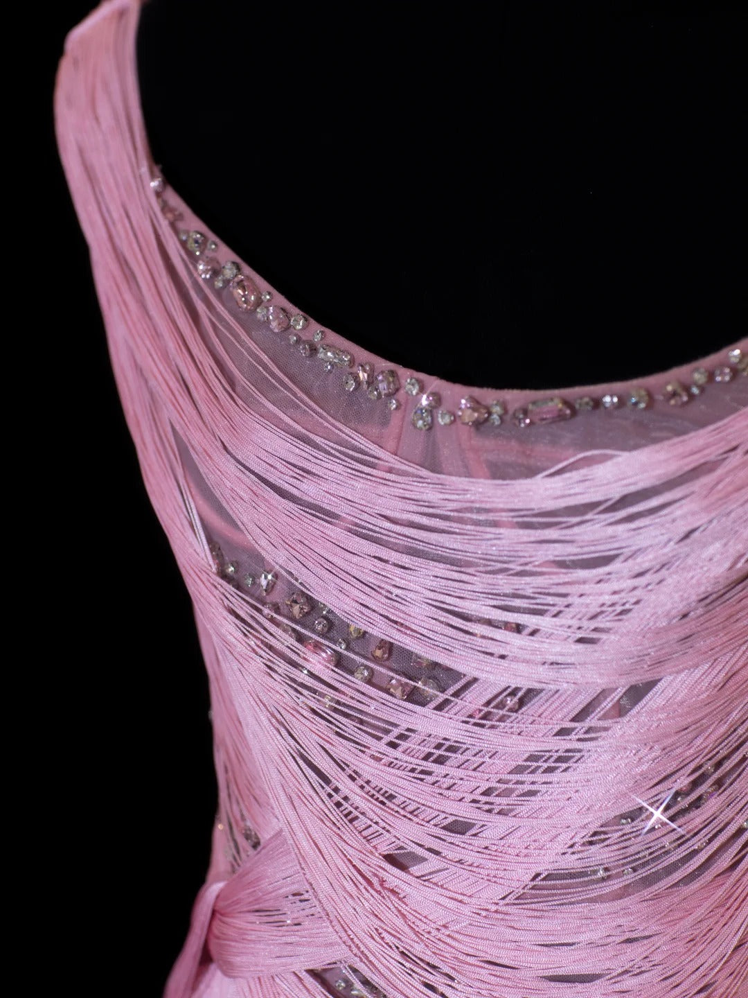Elegante Abschlussballkleider Etui-Stil One-Shoulder Rosa mit Quasten Ärmellos Formelle Abendkleider N3788