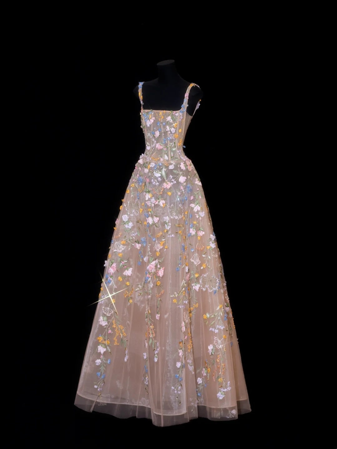Robe de bal de princesse col carré, en dentelle florale, pour 18e anniversaire, sans manches, robe de soirée de bal formelle RB3255