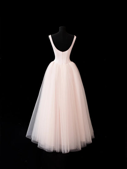Ball Gown Square Neck Pink Tulle With Beading Prom Dresses Formal Outfits RB3935