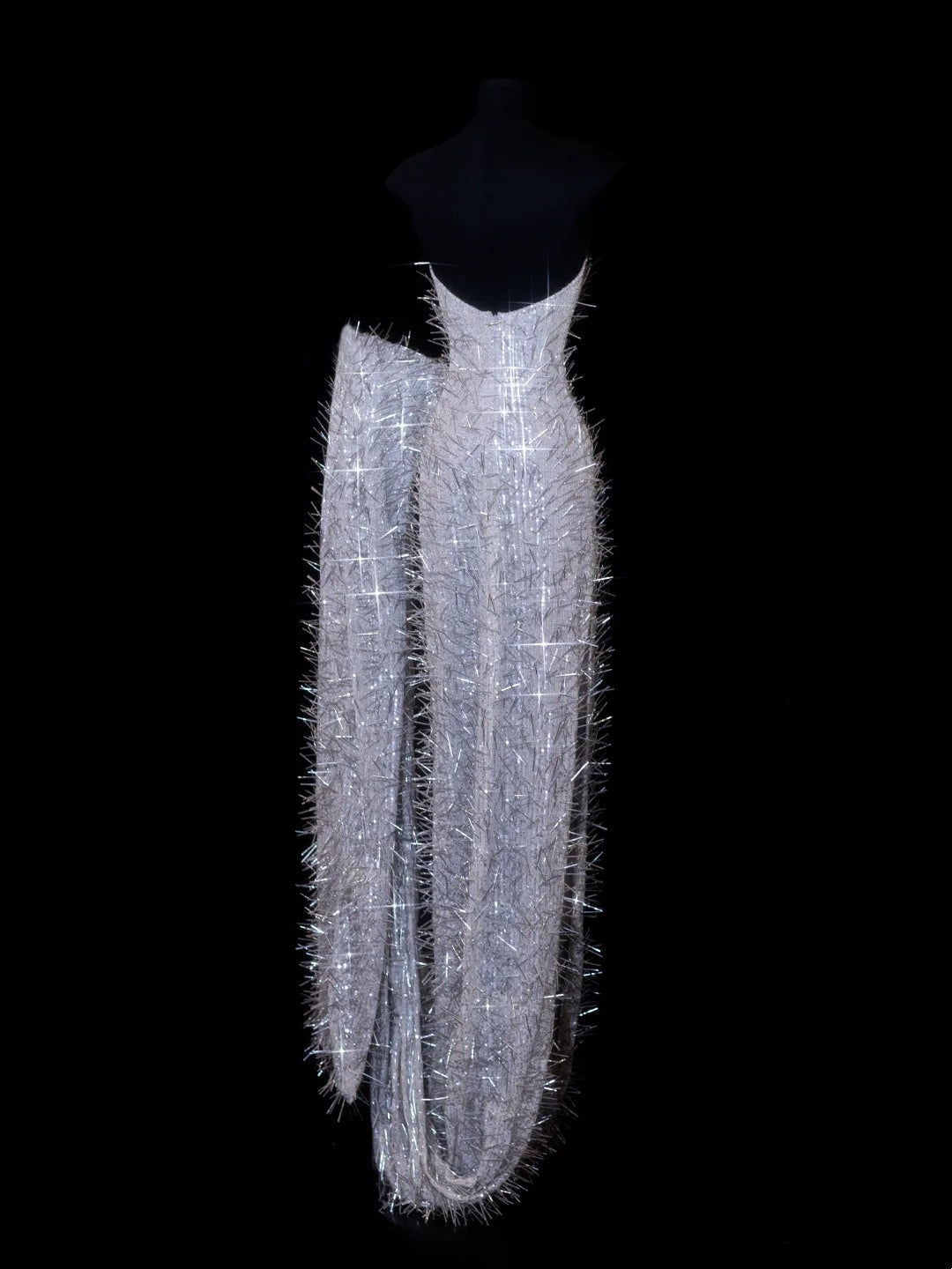 Sparkly Prom Dresses Sheath Strapless Silver Gray Sequin Evening Outfits Long Formal Dress RB3257