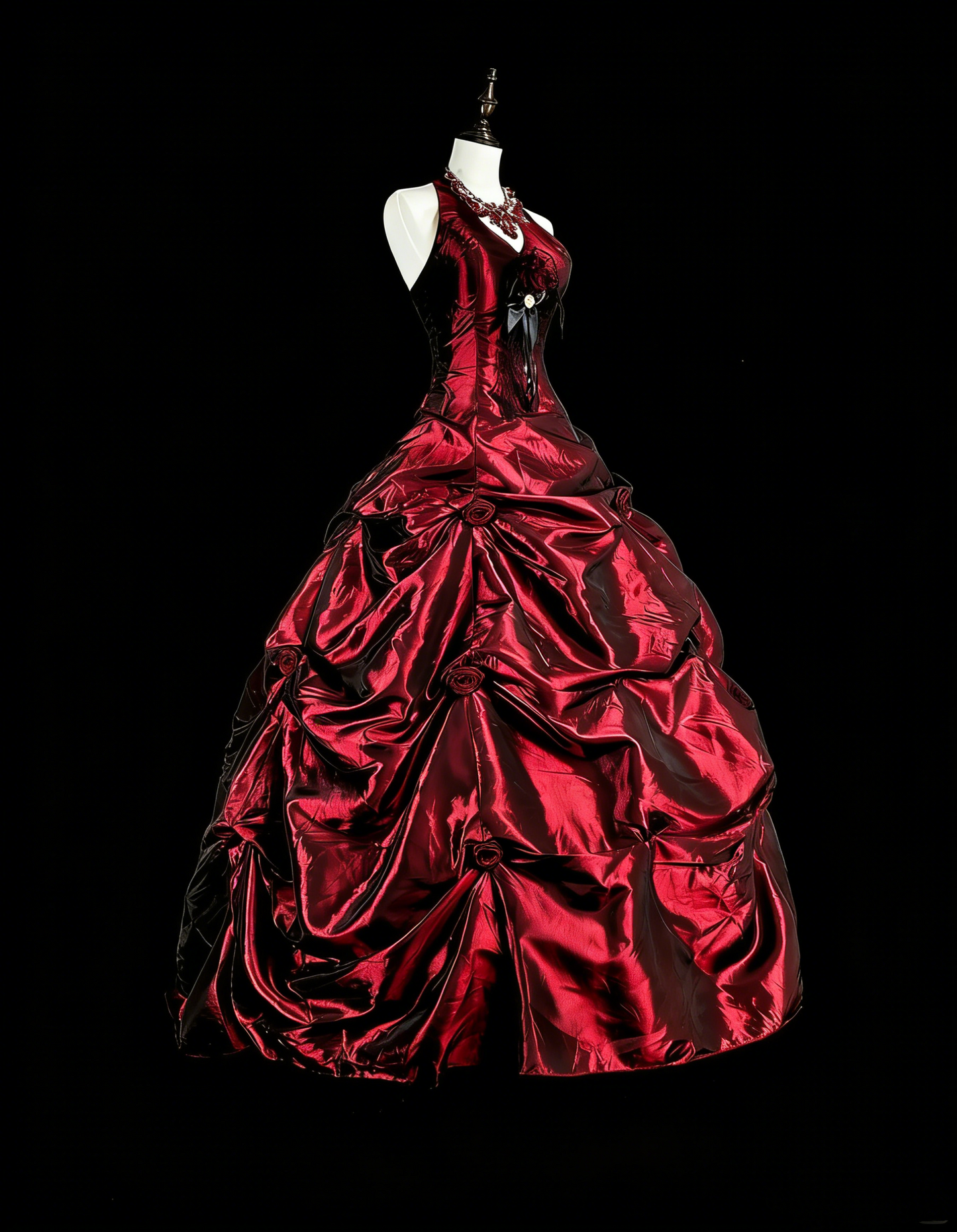 Vintage Ballkleid Neckholder Burgunder Taft Sweet 16 Kleider Quinceanera Kleid Lang 15 Vestidos De Fiesta N1828
