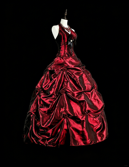 Vintage Ballkleid Neckholder Burgunder Taft Sweet 16 Kleider Quinceanera Kleid Lang 15 Vestidos De Fiesta N1828