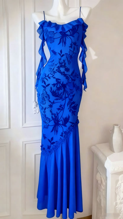 Robe de bal longue en mousseline noire à bretelles spaghetti et sirène chic, robe de soirée d'inspiration DH3027