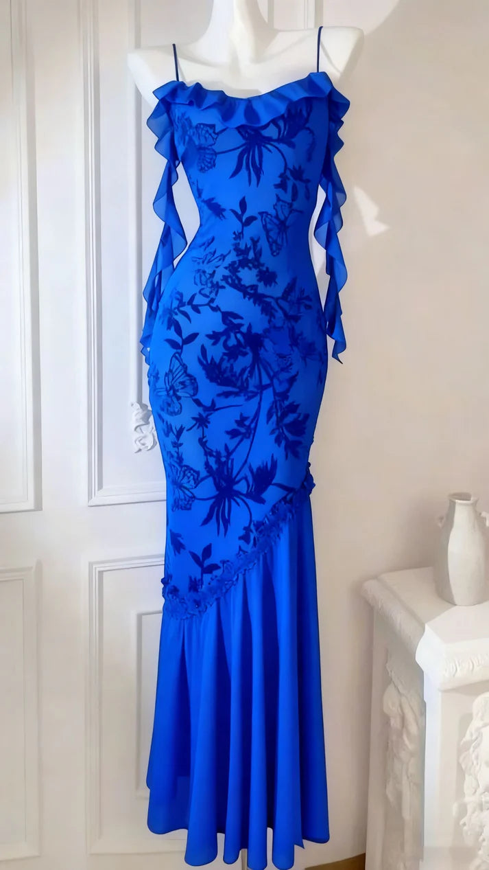 Robe de bal sirène vintage à bretelles spaghetti en dentelle noire, tenue de soirée pour 18e anniversaire, RA076