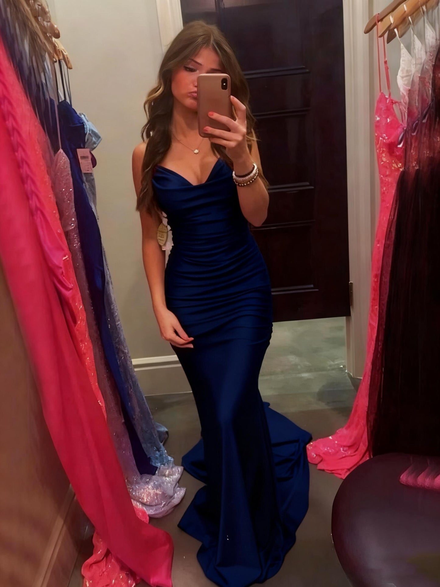 Sexy Mermaid Spaghetti Straps Red Long Prom Dress Inspiration Party Senior Dance Prom Dresses RB1234