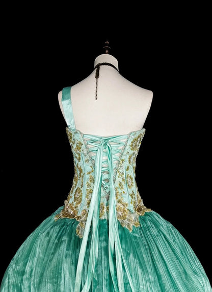 Bescheidene Ballkleider für den Abschlussball, One Shoulder, Grün, Bodenlang, Formelle Abendgarderobe N3518