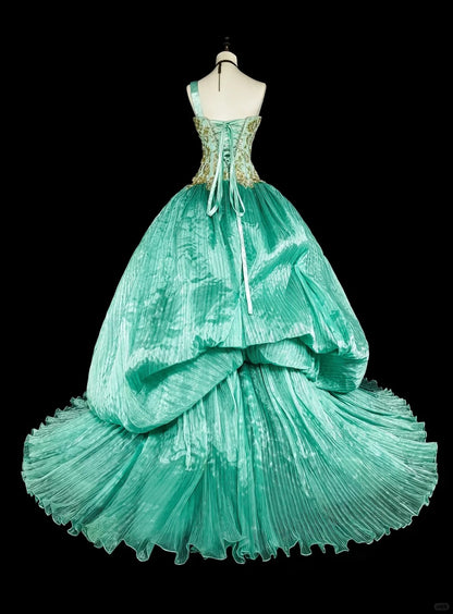 Bescheidene Ballkleider für den Abschlussball, One Shoulder, Grün, Bodenlang, Formelle Abendgarderobe N3518