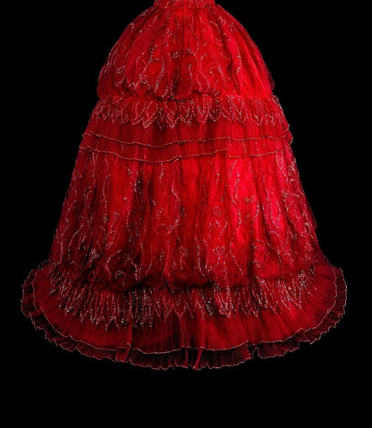 Vintage Abschlussballkleider Ballkleid Trägerlos Burgund Tüll 2000er Jahre Langes Partykleid N2383
