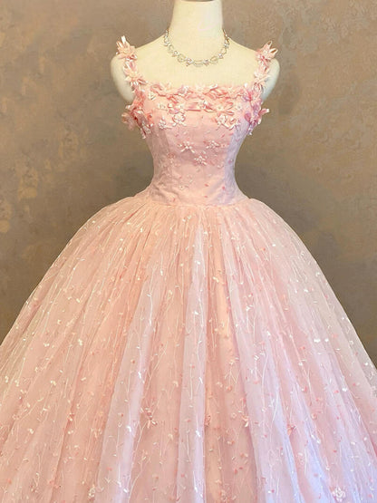 Neues Ballkleid 2026 für Quinceañeras, Rüschen, rosa Spitze, Party, süßes Outfit für den 16. Geburtstag, Kleid AB2224
