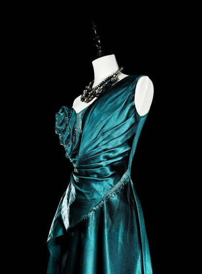 Vintage-Abendkleider im Stil der 1950er Jahre: Klassisches A-Linien-Kleid in Dunkelgrün, lang, inspirierend, für festliche Anlässe (N1992)