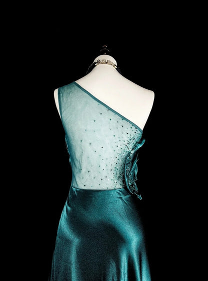 Vintage-Abendkleider im Stil der 1950er Jahre: Klassisches A-Linien-Kleid in Dunkelgrün, lang, inspirierend, für festliche Anlässe (N1992)