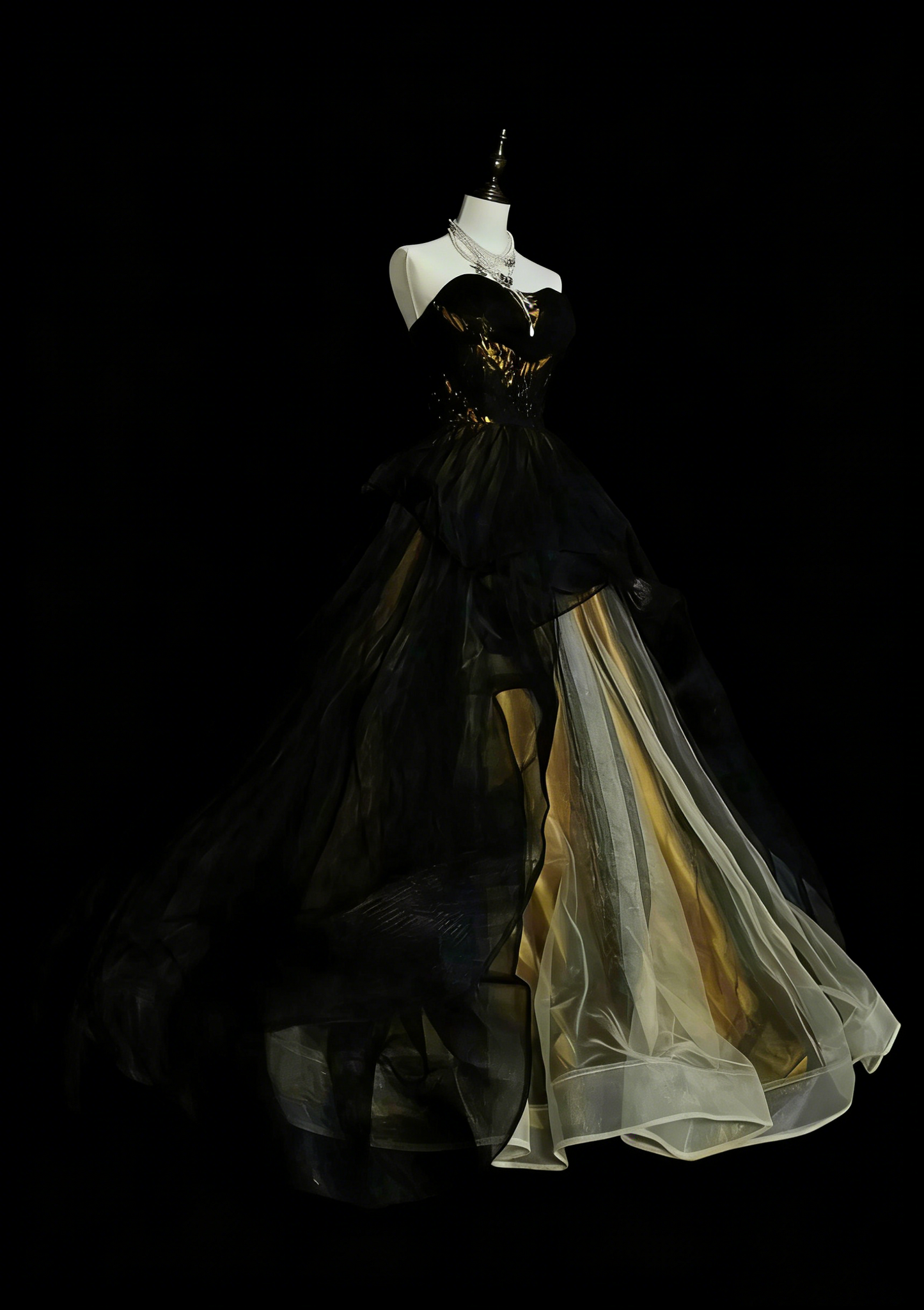 Robe de bal vintage bustier cœur en tulle noir sans manches années 80, robe de soirée longue et élégante N1460