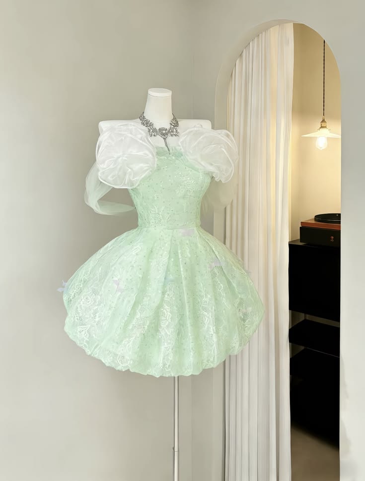 Robes de bal conte de fées bustier vert menthe mini inspiration senior tenues courtes pour fête d'anniversaire 17 ans robes de rentrée scolaire RB3192