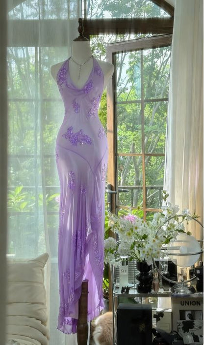 Grünes, ärmelloses Chiffon-Abendkleid mit Perlenbesatz, langes Ballkleid, elegantes grünes Abendkleid, Tanzoutfit N530