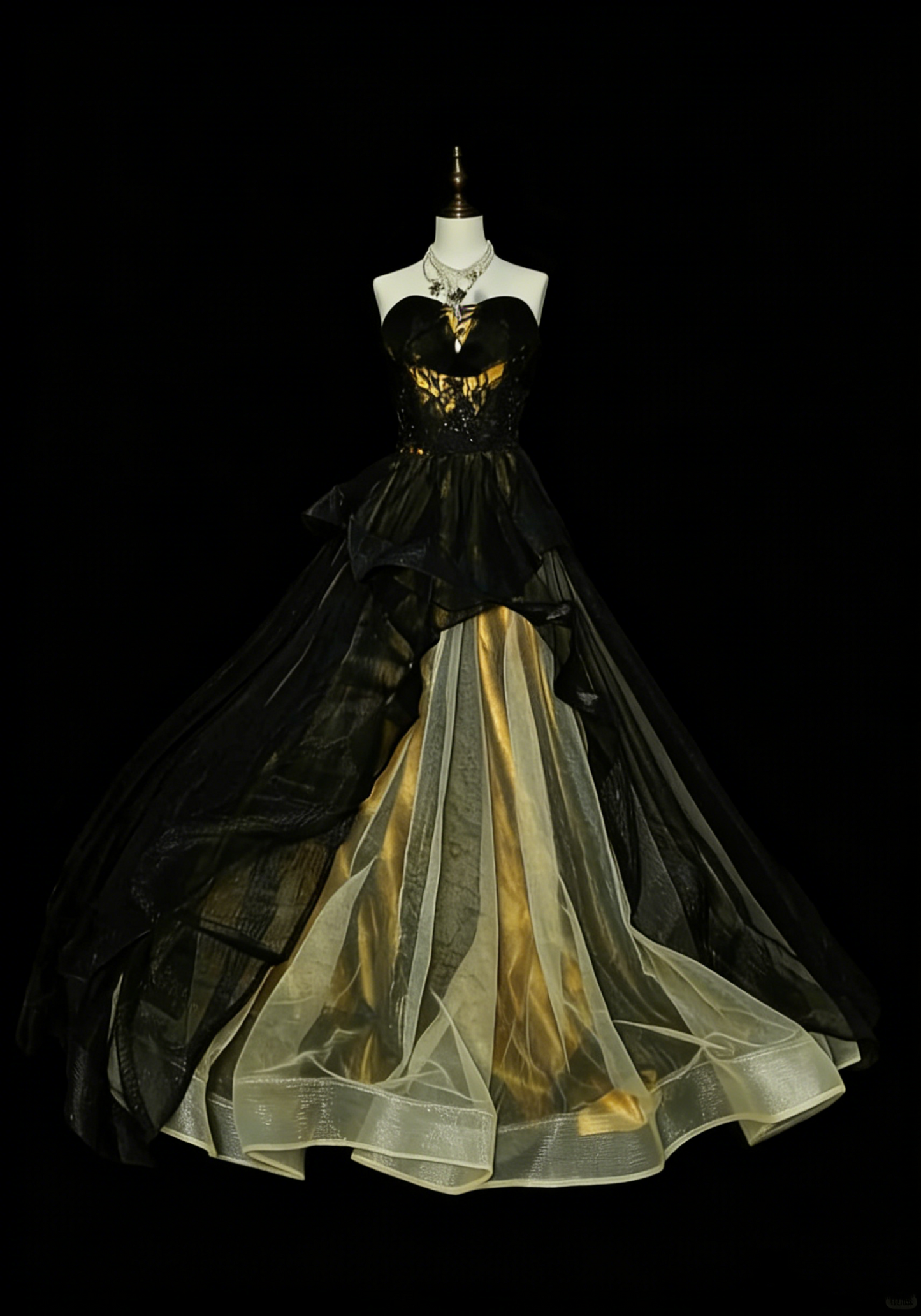 Robe de bal vintage bustier cœur en tulle noir sans manches années 80, robe de soirée longue et élégante N1460
